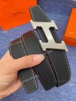 AAA Replica Hermes Reversible Belt w New BlackCosmos H Buckle 32mm